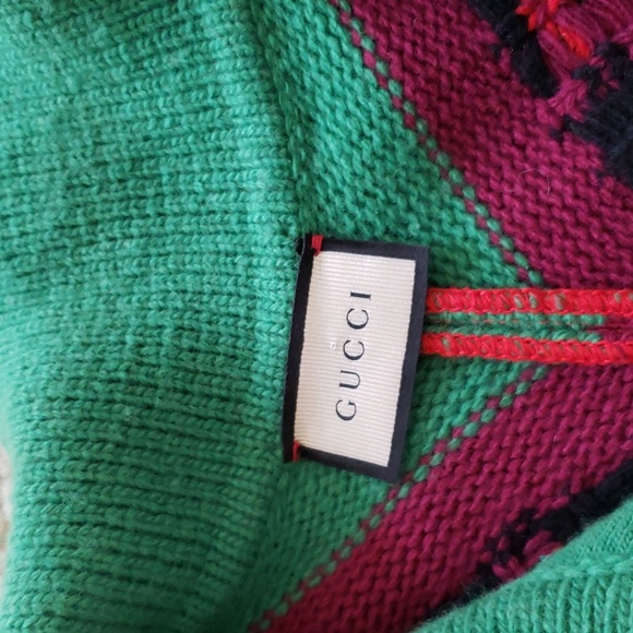 GUCCI WOOL PATCHWORK PONCHO CAPE TIGER APPLIQUE - Picture 8 of 10